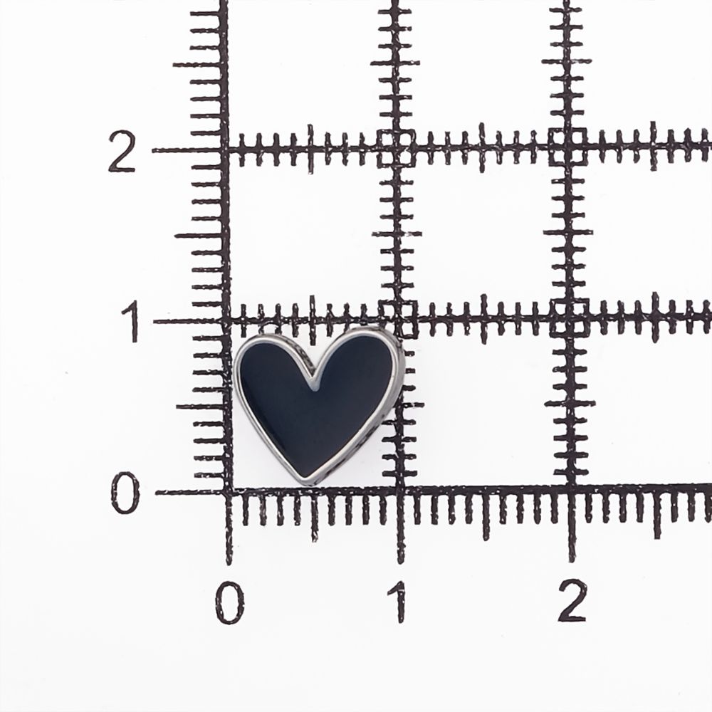 Пуговицы на ножке фигурная Сердце 16L (10мм), металл (Navy/S (синий/серебро)), MEs-2012, 36 шт