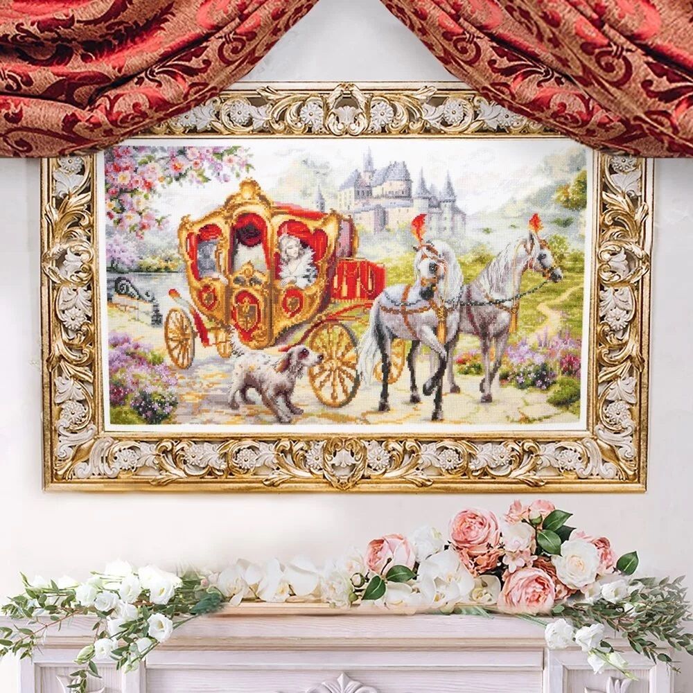 Набор для вышивания нитками Чудесная игла Premium, Тайное свидание 47х27 см