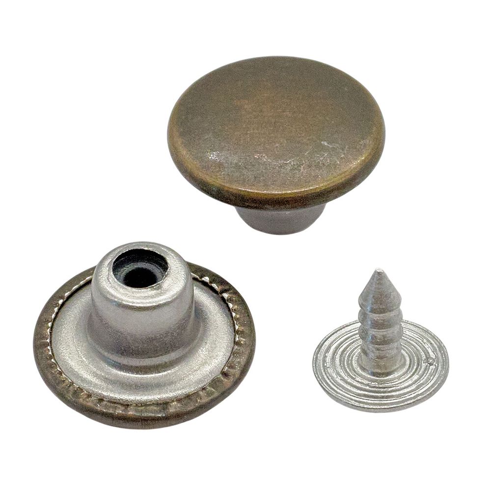 Пуговицы джинсовые ⌀14 мм, фиксированная ножка, сталь, гладкая, антик, 100 шт, New Star