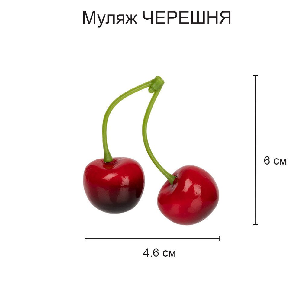 Муляж Черешня 6х5 шт, 2.5х6.5 см, Blumentag MDL-05-01