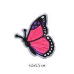 Термоаппликация Бабочка 4,5х6,5см, розовая, 10 шт