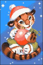 Алмазная (кристальная) мозаика Фрея, Игривый тигренок 20х30 см