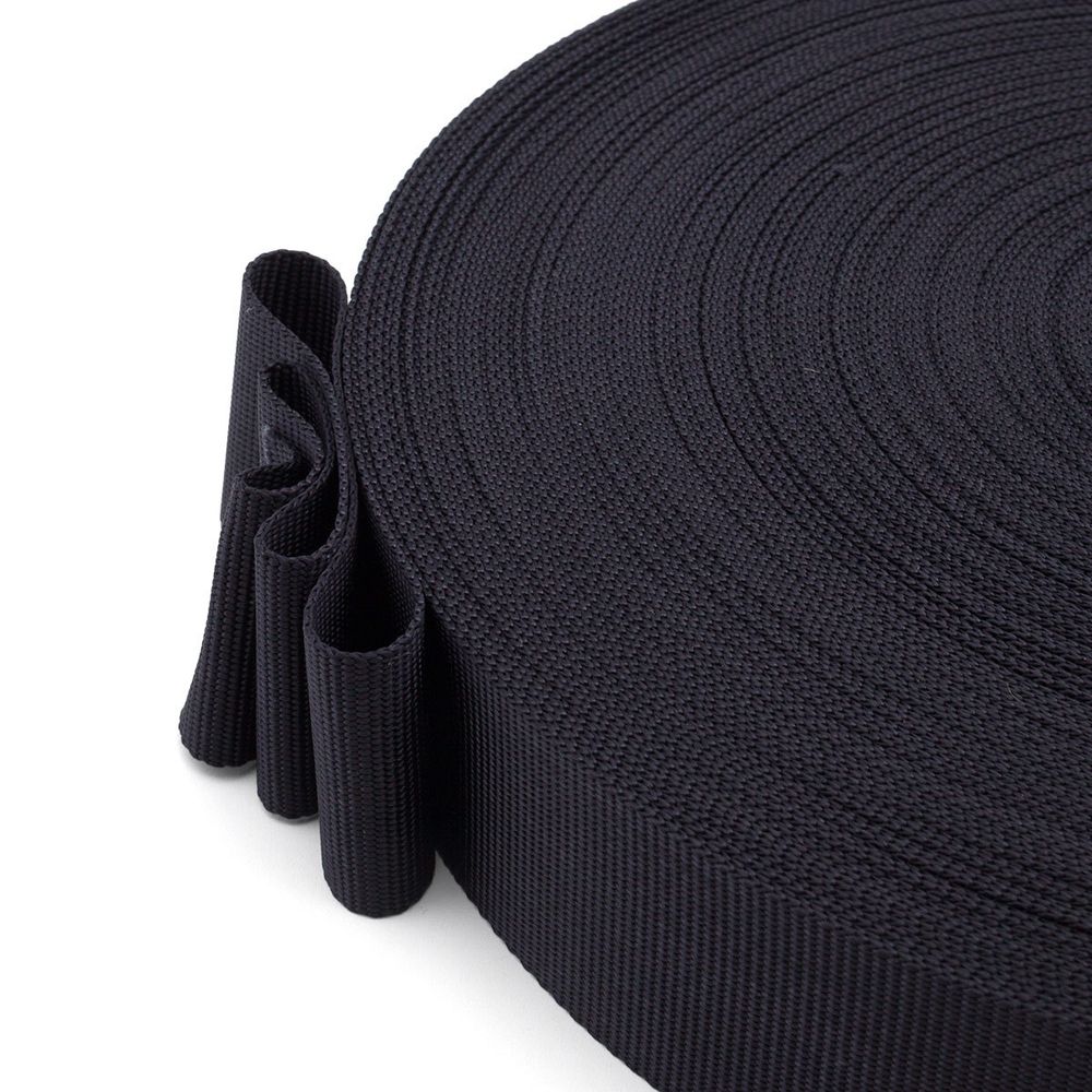 Стропа (ременная лента) 40 мм / 50 метров, толщ. 1.0 мм, [26.3 г/пог.м], 100% п/э, 005 черный