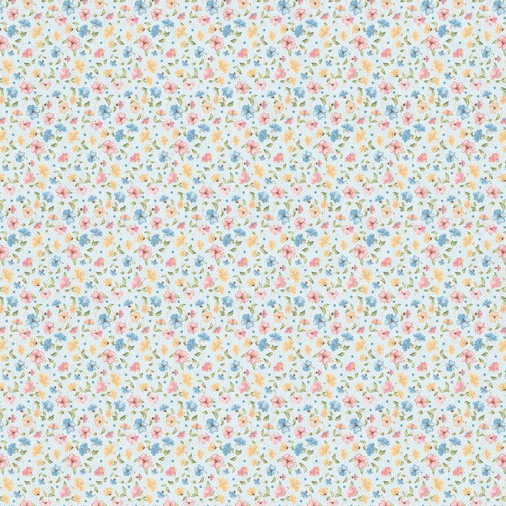 Ткань для пэчворка Peppy Нежная история, рулон 112 см / 5 метров, НИ-14 голубой, Peppy