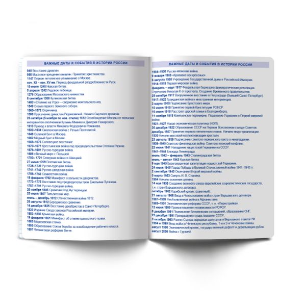 Тетрадь со справочным материалом Большая перемена, выбор.лак, A5 48 л. на скобе 65 г/м², белизна 100% 10 шт клетка, 01816 Большая перемена История, Светоч Т280