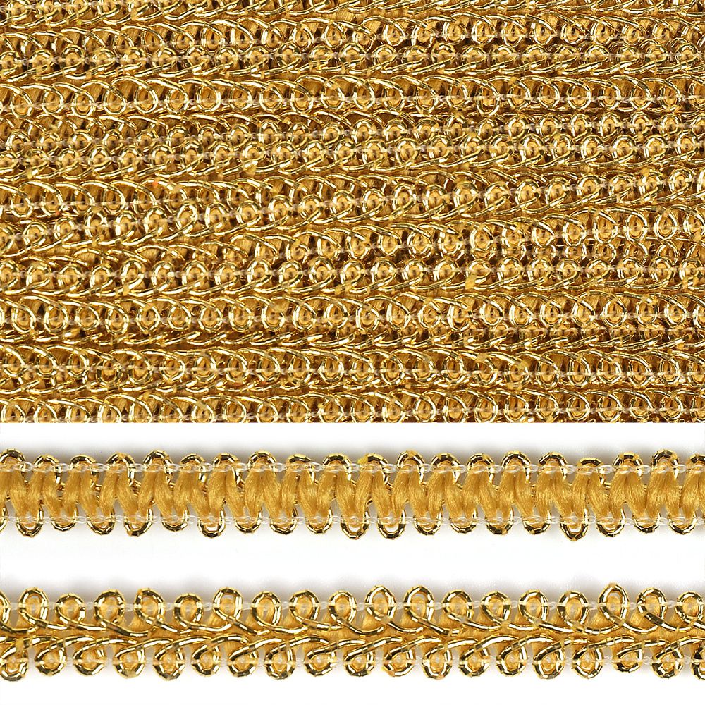 Тесьма в стиле шанель плетеная 12 мм 0384-0016 золото уп. 18.28м