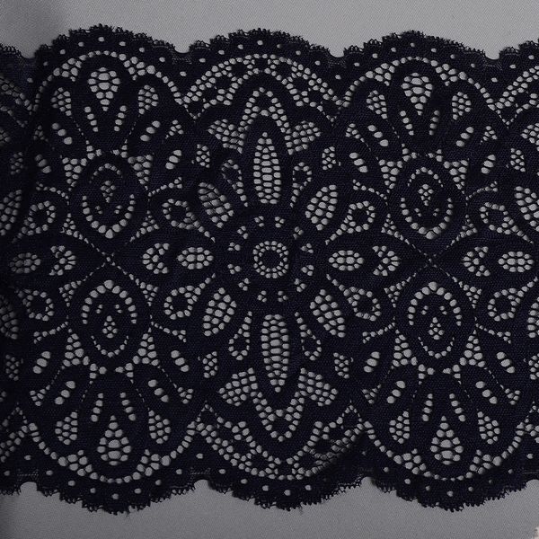 Кружево бельевое эластичное 195 мм / 3 метра, TBY.L1189, цв.06 т.синий, Kruzhevo