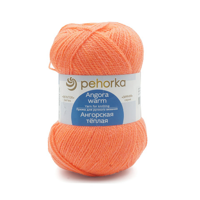 Пряжа Пехорка Ангорская теплая / уп.5 мот. по 100 г, 480 м, 396 настурция