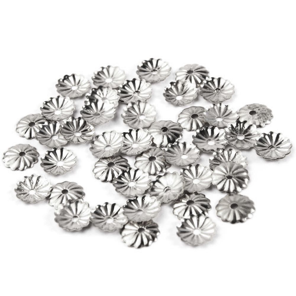 Шапочка для бусин, 5мм 50 шт в упак, Астра, Никель