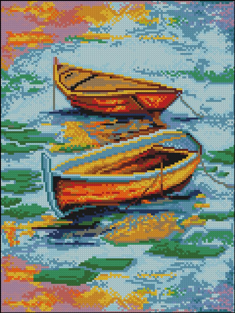 Алмазная (кристальная) мозаика Алмазное хобби, Лодочки, 30х40