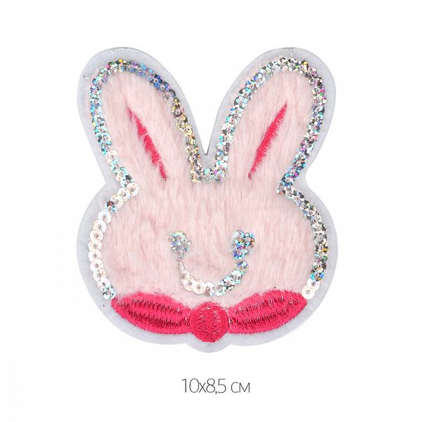 Термоаппликация Зайка розовый 10х8,5см, 10 шт