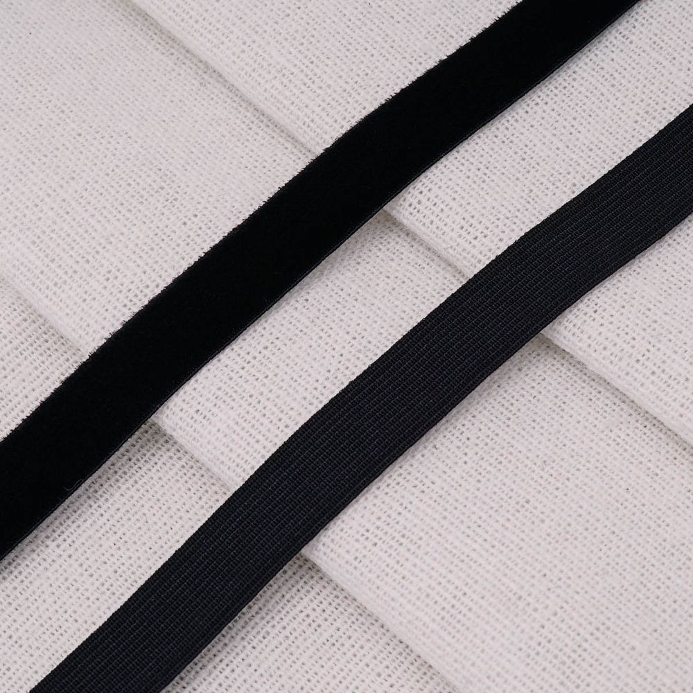 Лента бархатная (тесьма) эластичная 10.0 мм / 32.9±2 метров, 03 черный