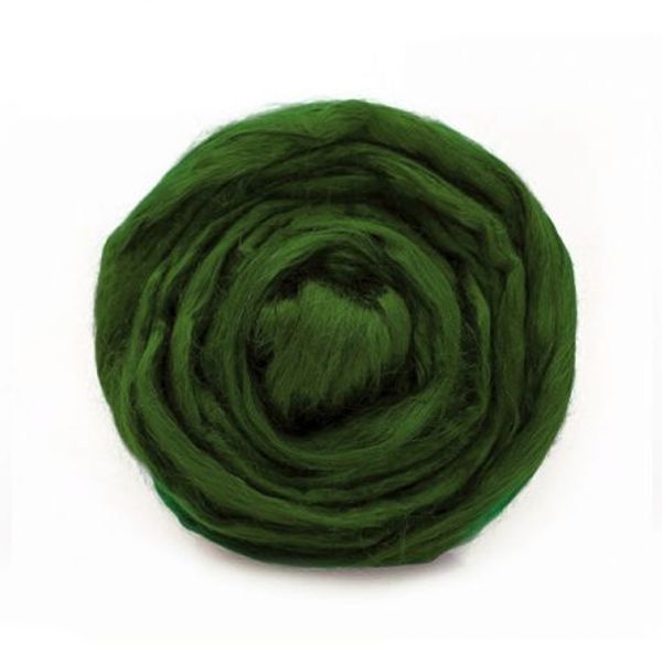 Шерсть для валяния вискоза Троицкая Гребенная лента 1х50г, 0013 т.оливковый