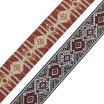 Лента (тесьма) жаккардовая 35.0 мм / 7 метров, золото/коричневый, 4101-1