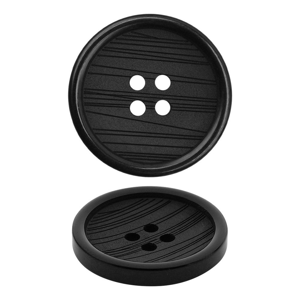 Пуговица 4 прокола 40L=25 мм, Black, черный, NE116, 36 шт