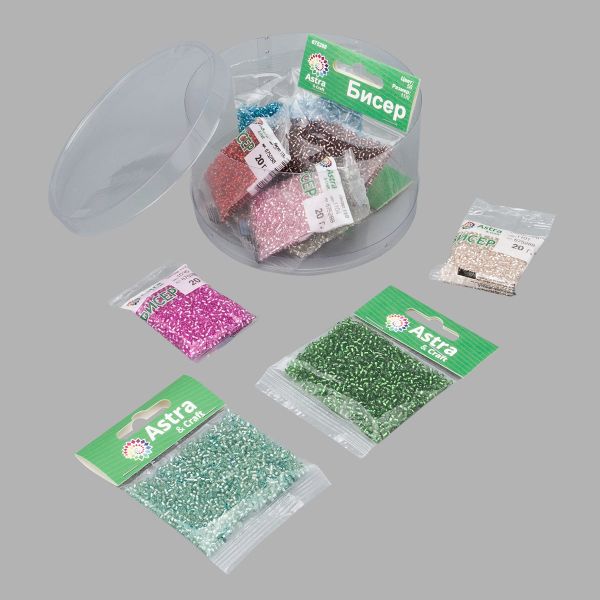 Набор бисера 11/0 ассорти №12 в тубе, 10 цветов, Astra&Craft