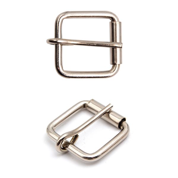 Пряжка ременная металл 31 мм (41х40 мм, d-5 мм), роликовая, никель, 6 шт