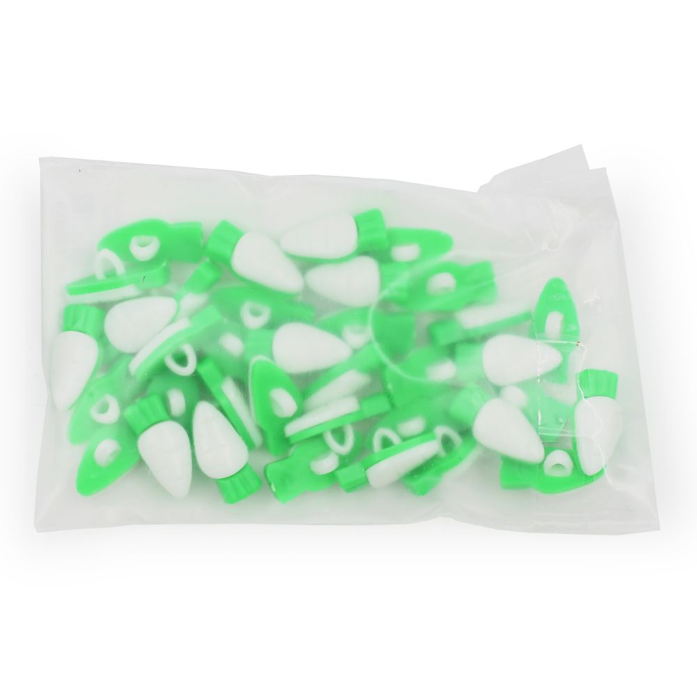 Пуговица Морковка 28L (18мм) на ножке, пластик (зеленый/белый), 32 шт