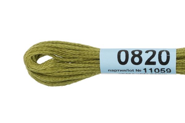 Мулине Gamma 100% хлопок, цв.0820 хаки, 24 мотка по 8 метров