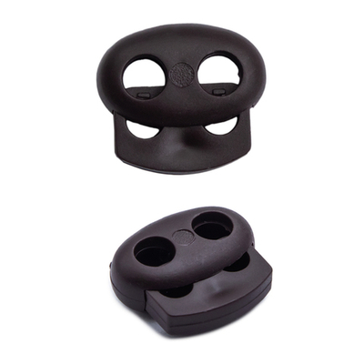 Фиксатор (зажим) для шнура пластик 2 отв., ⌀4.0 мм, 14х17 мм, овал малый ПП, коричневый, 100 шт