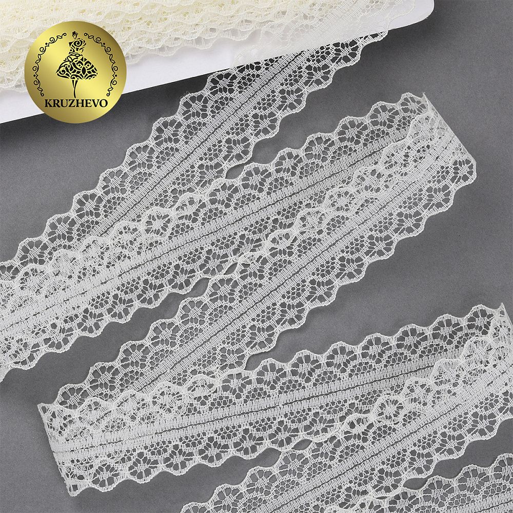 Кружево отделочное в стиле "трикотаж" 30 мм, 1659-1 цв.02 молочный, 27.4 м