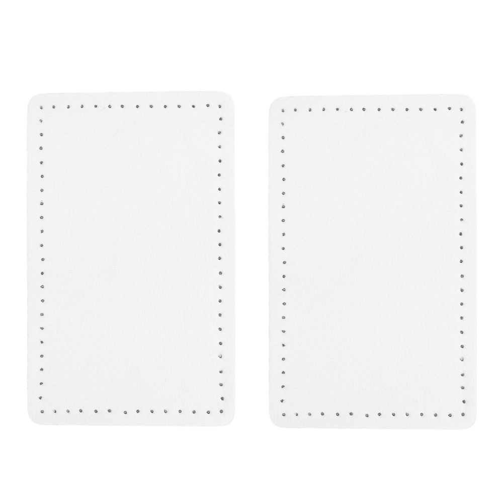 Заплатки пришивные из кожи, прямоугольник 6х9.6 см, с перфорацией, 2 шт, 100% кожа, 08 белый, 9113