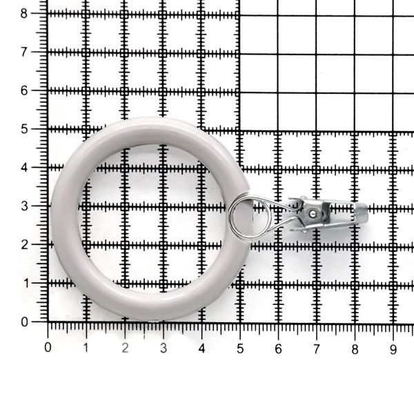 Кольца шторные круглые ⌀38 мм, с металлическим зажимом, белое ДС, 20 шт