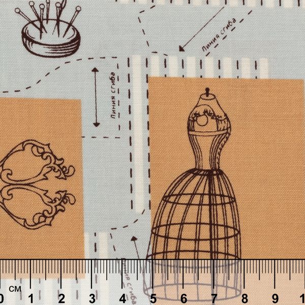 Ткань для пэчворка Peppy Век моды панель, отрез 60х110 см, 146 г/м², ВМ-01 серый, Peppy