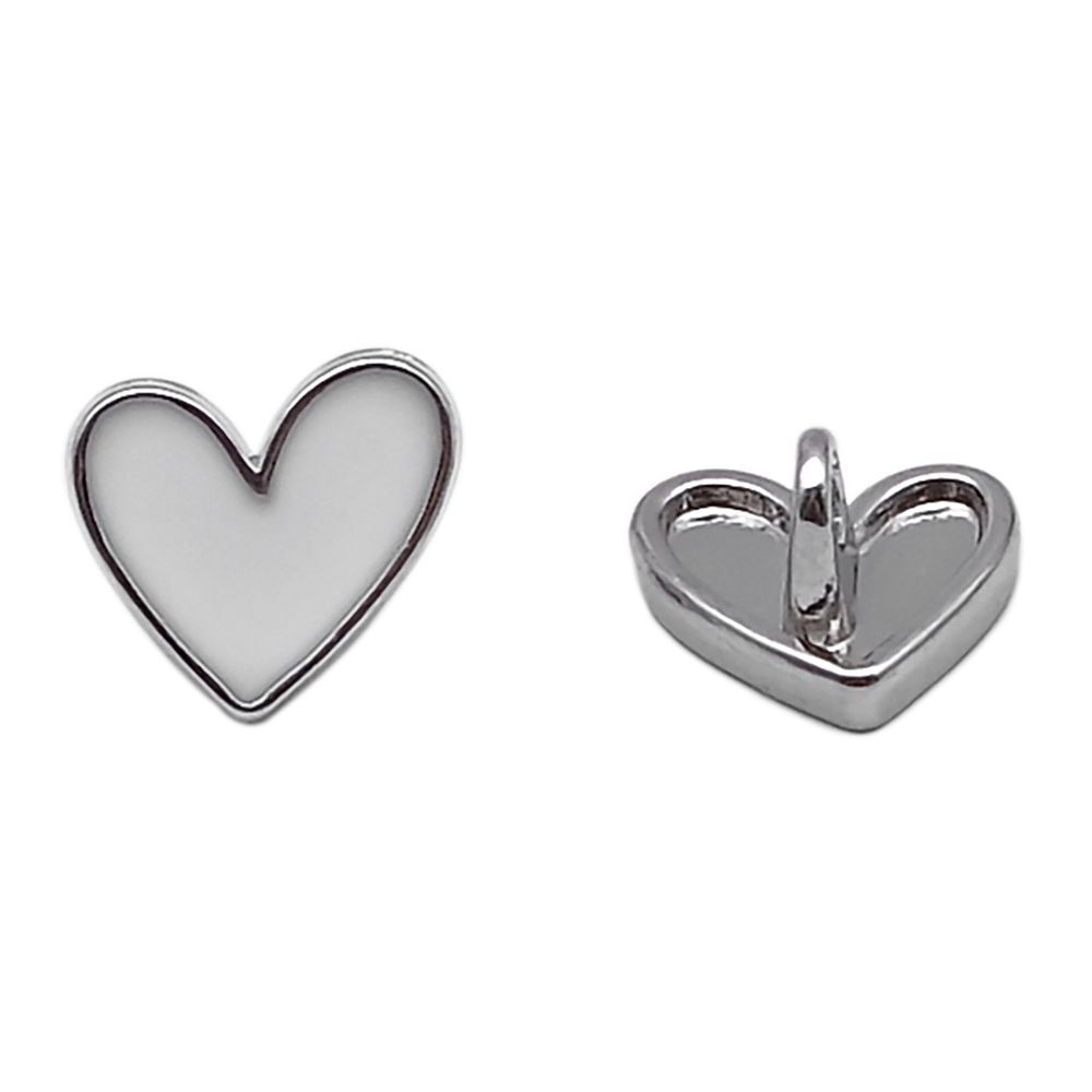 Пуговицы на ножке фигурная Сердце 16L (10мм), металл (White/S (белый/серебро)), MEs-2012, 36 шт