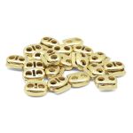 Фиксатор (зажим) для шнура металл плоский, 2 отв., 18х15 мм, (in ⌀4,4 мм), мет. цв.золото, 20 шт