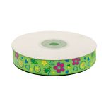 Лента репсовая (в рубчик) Сердечки и цветы 1,5см*22.86 м (салатовый)