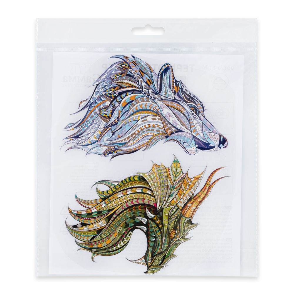 Термотрансфер 23х17.8 см, М-816 волк и дракон, микс, 1 шт, Gamma M №08