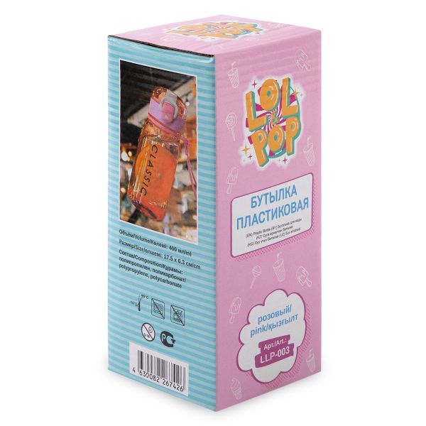 Бутылка пластиковая 400 мл 17.5х6.3 см, 400 мл, Lol&Pop LLP-003