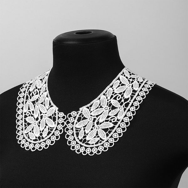 Пришивной кружевной воротник гипюр Kruzhevo 17.5х8 см, TBY.HX-02, цв.01 белый, уп.25 пар