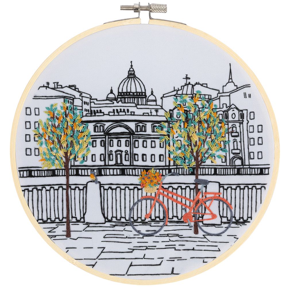 Набор для вышивания нитками Panna Живая картина JK-2214, Питерская набережная, 18х18 см