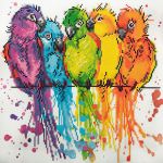 Алмазная (кристальная) мозаика Фрея, Цветные попугайчики, 40х40 см