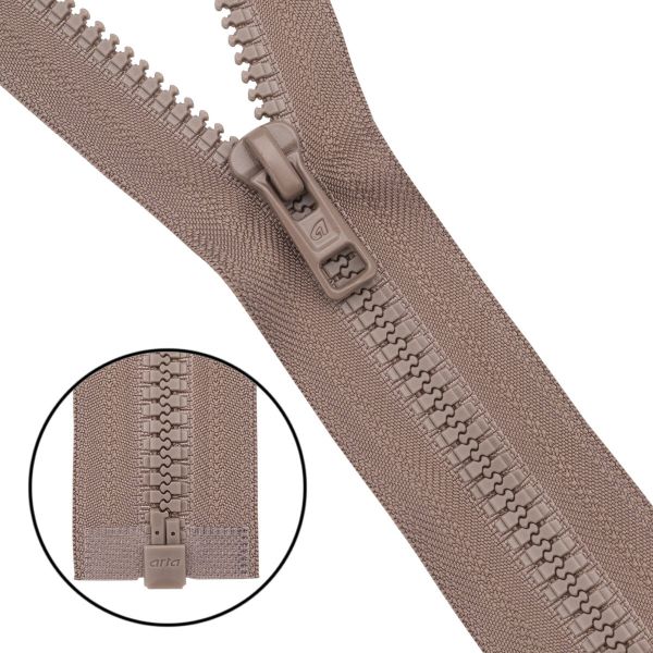 Молния трактор Arta Т6 (6 мм) 1 зам., разъем., 60 см, (2076), A810 серо-коричневый, НОВЫЙ МАТОВЫЙ ЗАМОК, уп.5 штук