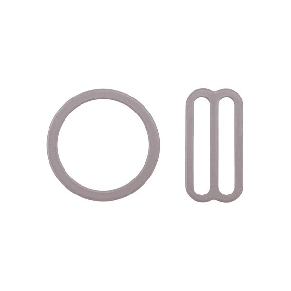 Набор фурнитуры для бюстгальтера металл (кольца ⌀18 мм + регуляторы 19 мм по 4 шт), 1645 шиншилла, 27769