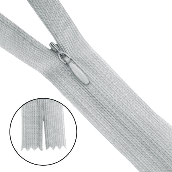 Молния потайная (скрытая) Т3 (3 мм) 1 зам., н/раз., 20 см, нейлон, цв. A-313 дымчатый, уп. 10 шт