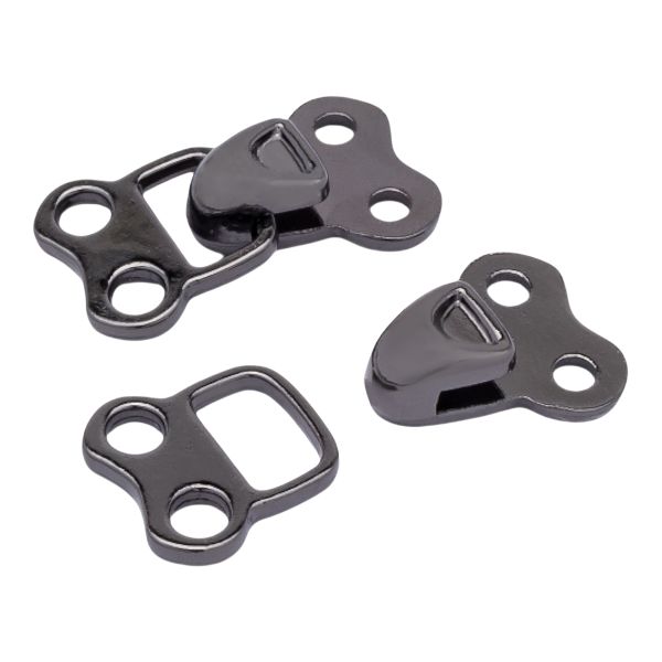 Крючки пришивные декоративные 14х24 мм, pewter, олово, чер.никель, 12 шт