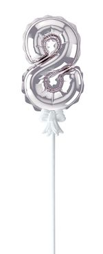 Шар самодув Цифра, 5 шт, 8, серебряная, Boomzee FBZ-04