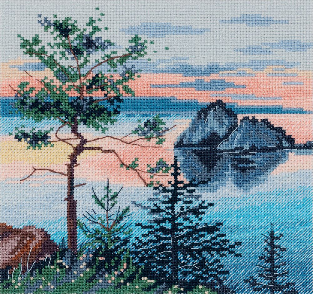 Набор для вышивания нитками Panna, На берегу Байкала, 16.5x16.5 см
