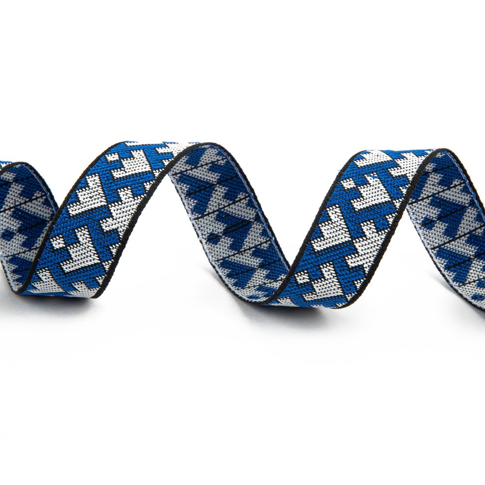 Лента (тесьма) жаккардовая 18.0 мм / 25±1 метров, черный-белый-синий, Gamma С3771Г17 рис.9699