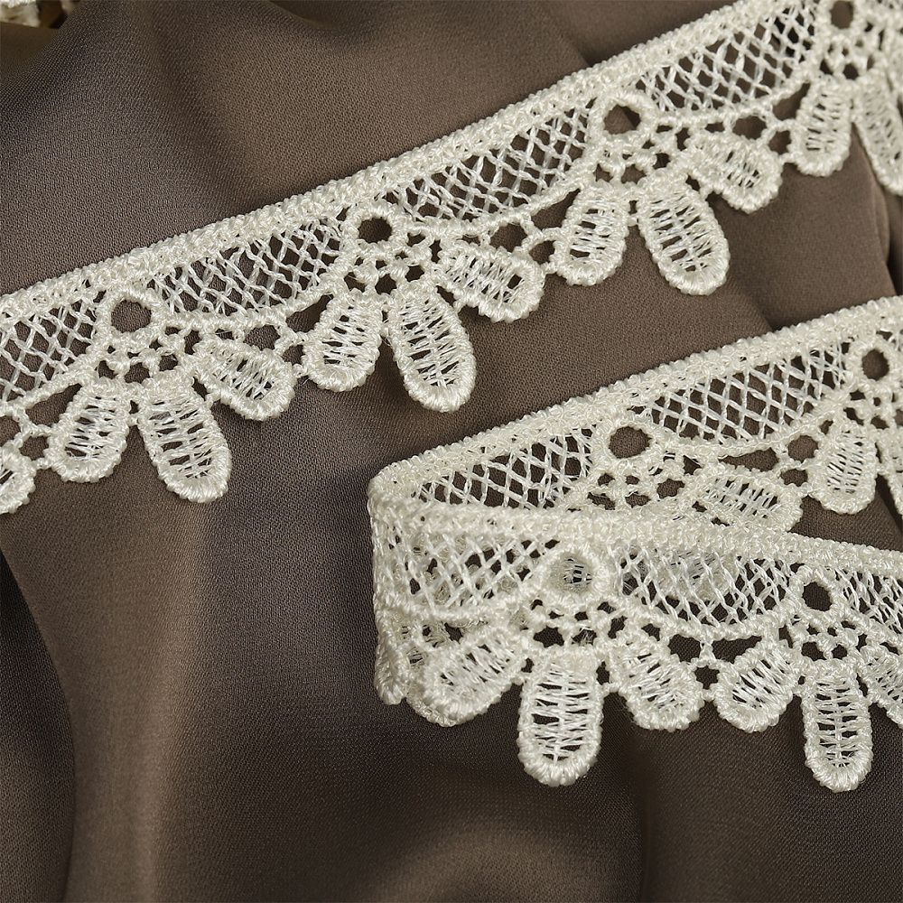 Кружево гипюр (плетёное) 25 мм, диз.2504 цв.F102 молочный уп.13.71м, Kruzhevo