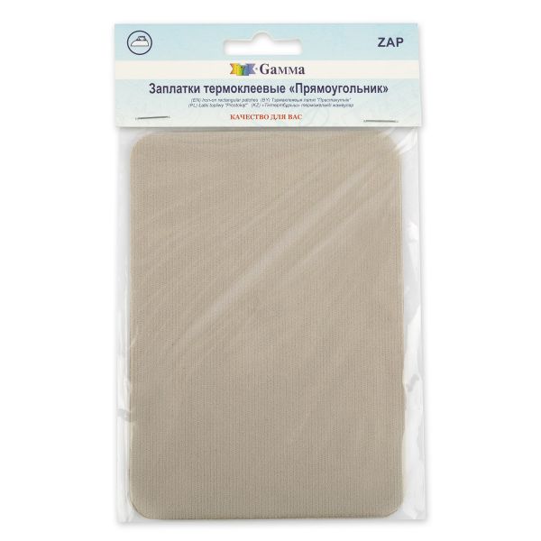Термозаплатка Прямоугольник 14х10 см, ZAP, №07 вельвет бежевый, Gamma ZAP