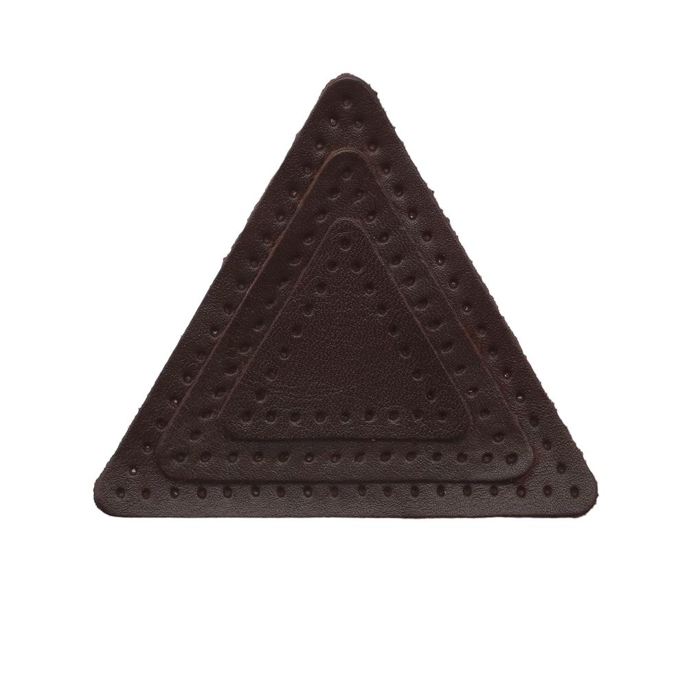 Набор заплаток пришивных из кожи, треугольник равностор. 4, 6 и 8см, с перфорацией, 3 шт (03 темно-коричневый), 9406