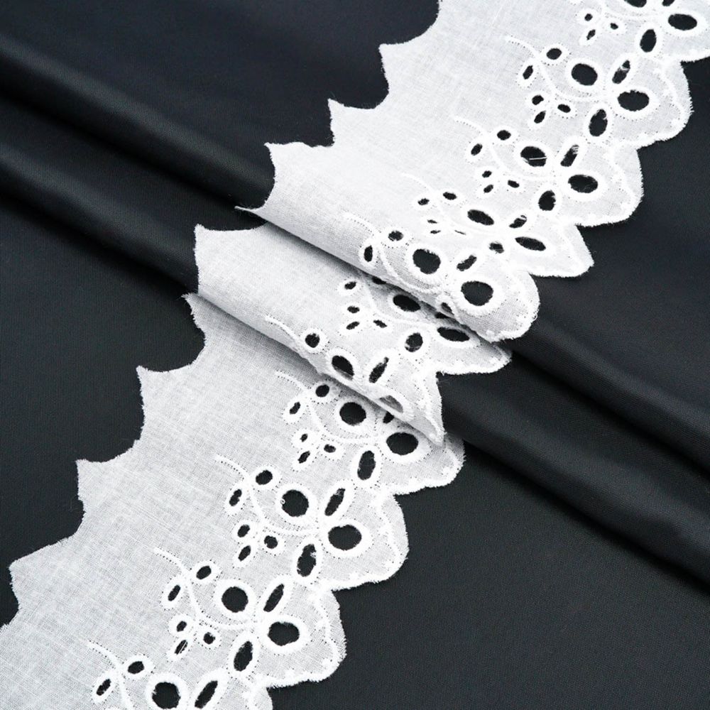 Кружево шитьё х/б 73 мм / 3.4 метра, цвет неотбеленный