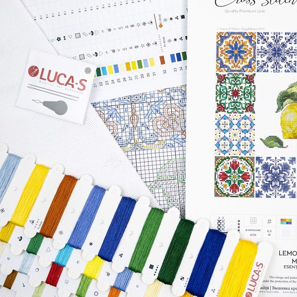 Набор для вышивания нитками Luca-S, Лимонная эссенция Средиземноморья, 25х20см