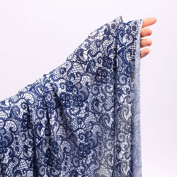Сетка бельевая эластичная 120 г/м², шир.150 см / 1 метр, T-0822, цв.1 принт Кружево /T-0822.1.1/