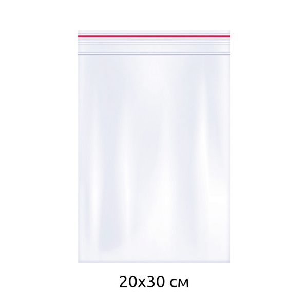 Пакет упаковочный полиэтиленовый с замком zip lock (зип лок) 80 мкм 20х30см, 100 шт